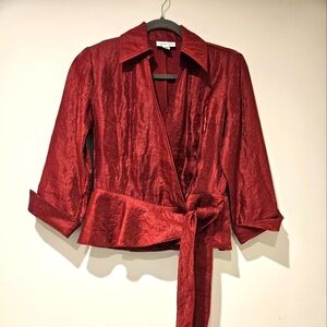 Coldwater Creek V-neck Wrap Blouse, Size XS, Orange